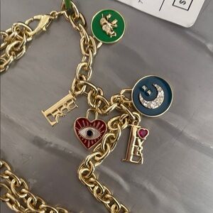 NWT- Unique Gold Chain Kate Spade Belt with 5 charms + Kate Spade sphere, S/M